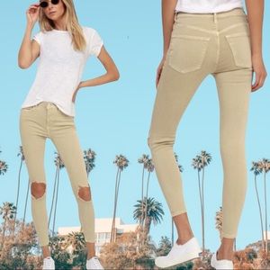 Free People Busted Knee Jeans Khaki Size 24 NWT.